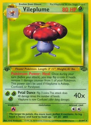 Vileplume (31) 031/064 Rare, Jungle Pokémon TCG card