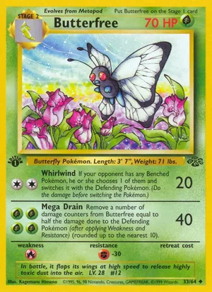 Butterfree 033/064 Uncommon, Jungle Pokémon TCG card
