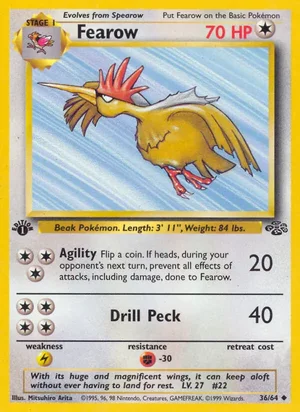 Fearow 036/064 Uncommon, Jungle Pokémon TCG card