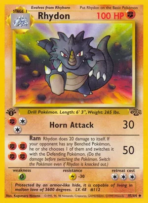 Rhydon 045/064 Uncommon, Jungle Pokémon TCG card