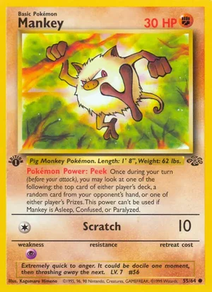 Mankey 055/064 Common, Jungle Pokémon TCG card