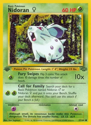 Nidoran F 057/064 Common, Jungle Pokémon TCG card