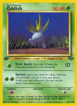 Oddish 058/064 Common, Jungle Pokémon TCG card