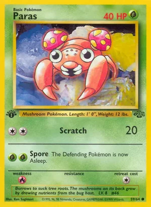 Paras 059/064 Common, Jungle Pokémon TCG card