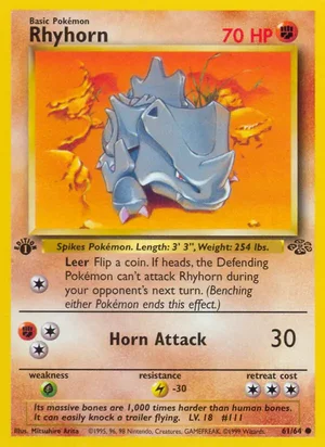 Rhyhorn 061/064 Common, Jungle Pokémon TCG card