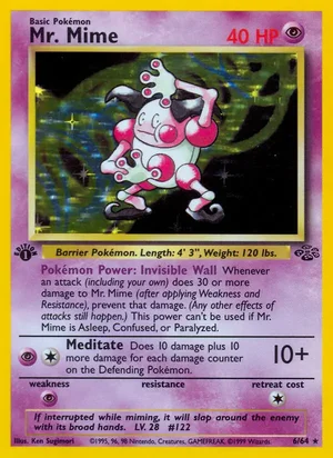 Mr. Mime (6) 006/064 Holo Rare, Jungle Pokémon TCG card