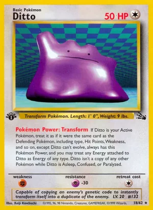 Ditto (18) 018/062 Rare, Fossil Pokémon TCG card