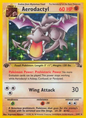 Aerodactyl (1) 001/062 Holo Rare, Fossil Pokémon TCG card
