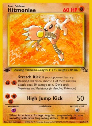 Hitmonlee (22) 022/062 Rare, Fossil Pokémon TCG card