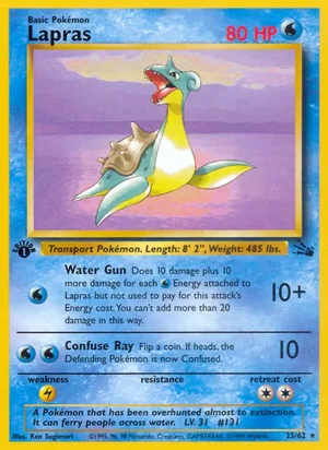 Lapras (25) 025/062 Rare, Fossil Pokémon TCG card
