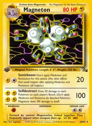 Magneton (26) 026/062 Rare, Fossil Pokémon TCG card