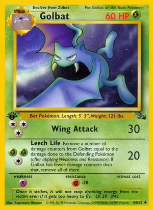 Golbat 034/062 Uncommon, Fossil Pokémon TCG card