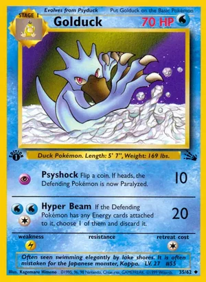 Golduck 035/062 Uncommon, Fossil Pokémon TCG card