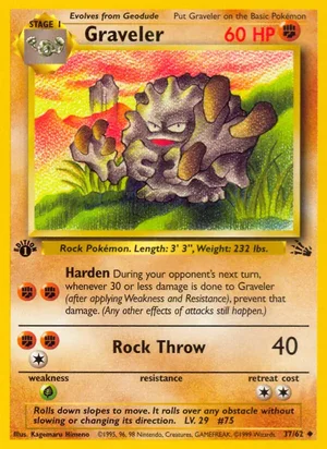 Graveler 037/062 Uncommon, Fossil Pokémon TCG card