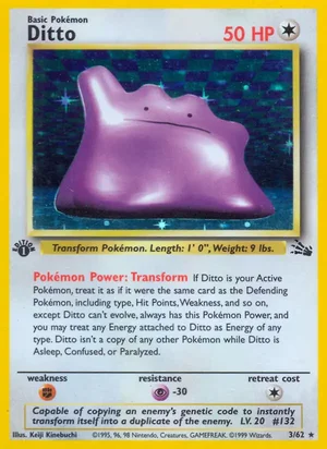 Ditto (3) 003/062 Holo Rare, Fossil Pokémon TCG card