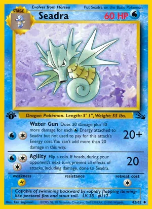 Seadra 042/062 Uncommon, Fossil Pokémon TCG card