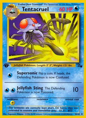 Tentacruel 044/062 Uncommon, Fossil Pokémon TCG card