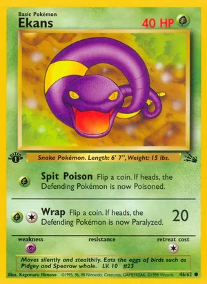 Ekans 046/062 Common, Fossil Pokémon TCG card