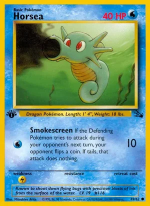 Horsea 049/062 Common, Fossil Pokémon TCG card