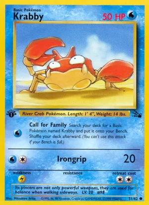 Krabby 051/062 Common, Fossil Pokémon TCG card