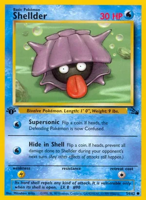 Shellder 054/062 Common, Fossil Pokémon TCG card