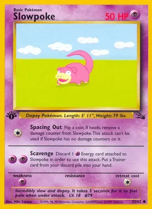 Slowpoke 055/062 Common, Fossil Pokémon TCG card