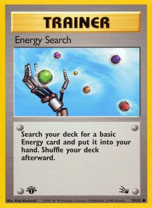 Energy Search 059/062 Common, Fossil Pokémon TCG card