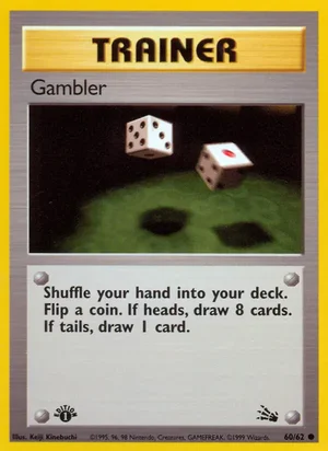 Gambler 060/062 Common, Fossil Pokémon TCG card