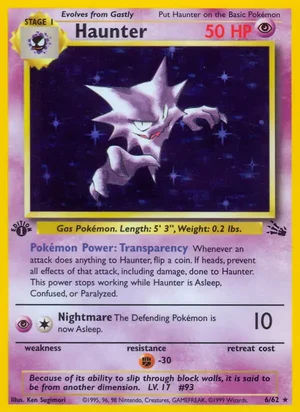 Haunter (6) 006/062 Holo Rare, Fossil Pokémon TCG card