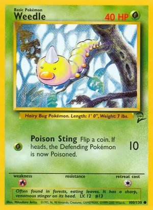 Weedle 100/130 Common, Base Set 2 Pokémon TCG card