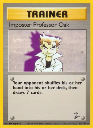 Imposter Professor Oak 102/130 Rare, Base Set 2 Pokémon TCG card