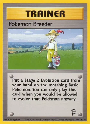 Pokemon Breeder 105/130 Rare, Base Set 2 Pokémon TCG card