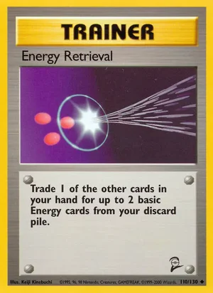 Energy Retrieval 110/130 Uncommon, Base Set 2 Pokémon TCG card