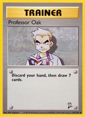 Professor Oak 116/130 Uncommon, Base Set 2 Pokémon TCG card