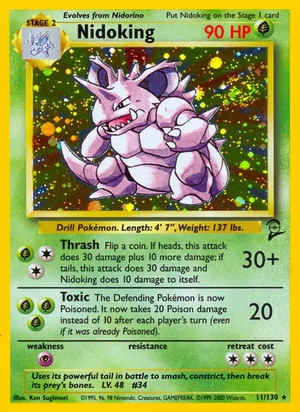 Nidoking 011/130 Holo Rare, Base Set 2 Pokémon TCG card