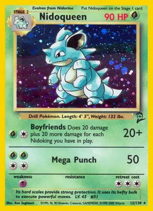 Nidoqueen 012/130 Holo Rare, Base Set 2 Pokémon TCG card