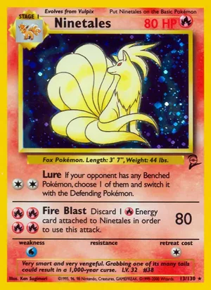 Ninetales 013/130 Holo Rare, Base Set 2 Pokémon TCG card