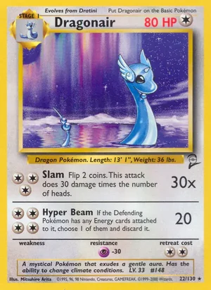 Dragonair 022/130 Rare, Base Set 2 Pokémon TCG card