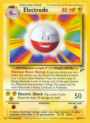 Electrode 025/130 Rare, Base Set 2 Pokémon TCG card
