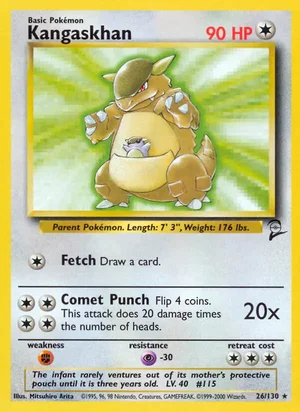 Kangaskhan 026/130 Rare, Base Set 2 Pokémon TCG card
