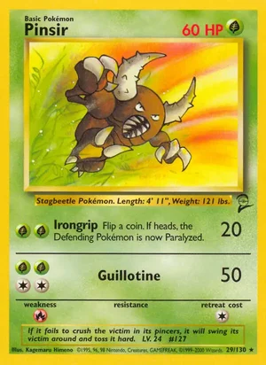 Pinsir 029/130 Rare, Base Set 2 Pokémon TCG card