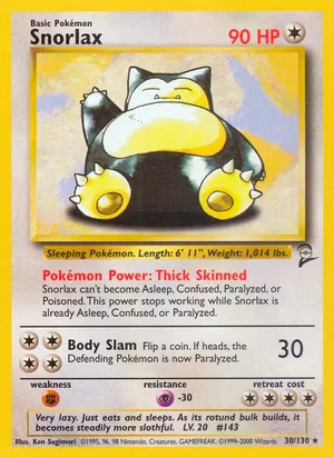 Snorlax 030/130 Rare, Base Set 2 Pokémon TCG card