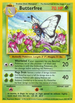 Butterfree 034/130 Uncommon, Base Set 2 Pokémon TCG card