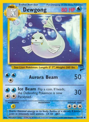 Dewgong 036/130 Uncommon, Base Set 2 Pokémon TCG card