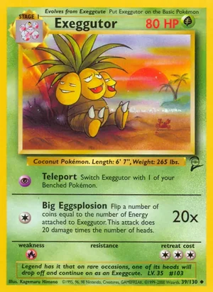 Exeggutor 039/130 Uncommon, Base Set 2 Pokémon TCG card