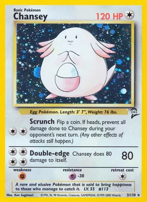 Chansey 003/130 Holo Rare, Base Set 2 Pokémon TCG card