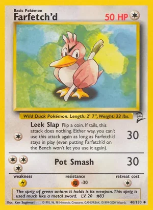 Farfetch'd 040/130 Uncommon, Base Set 2 Pokémon TCG card