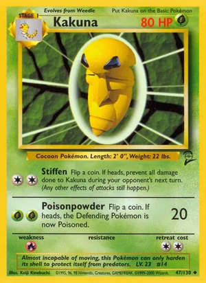 Kakuna 047/130 Uncommon, Base Set 2 Pokémon TCG card