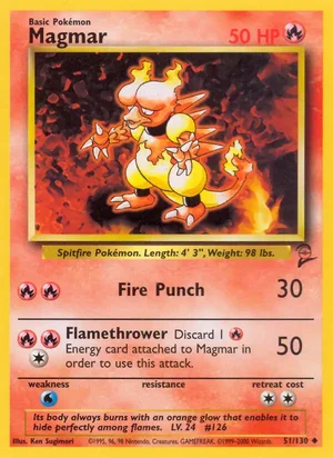 Magmar 051/130 Uncommon, Base Set 2 Pokémon TCG card