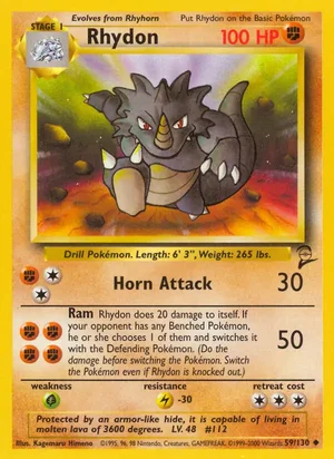 Rhydon 059/130 Uncommon, Base Set 2 Pokémon TCG card